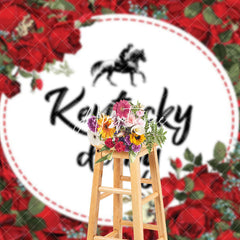 Aperturee - Aperturee Red Rose And White Kentucky Derby Backdrop For Photo