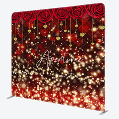 Aperturee - Aperturee Red Rose Gold Bokeh Valentines Day Pillow Case Backdrop