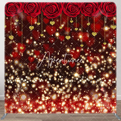 Aperturee - Aperturee Red Rose Gold Bokeh Valentines Day Pillow Case Backdrop