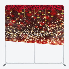 Aperturee - Aperturee Red Rose Gold Bokeh Valentines Day Pillow Case Backdrop