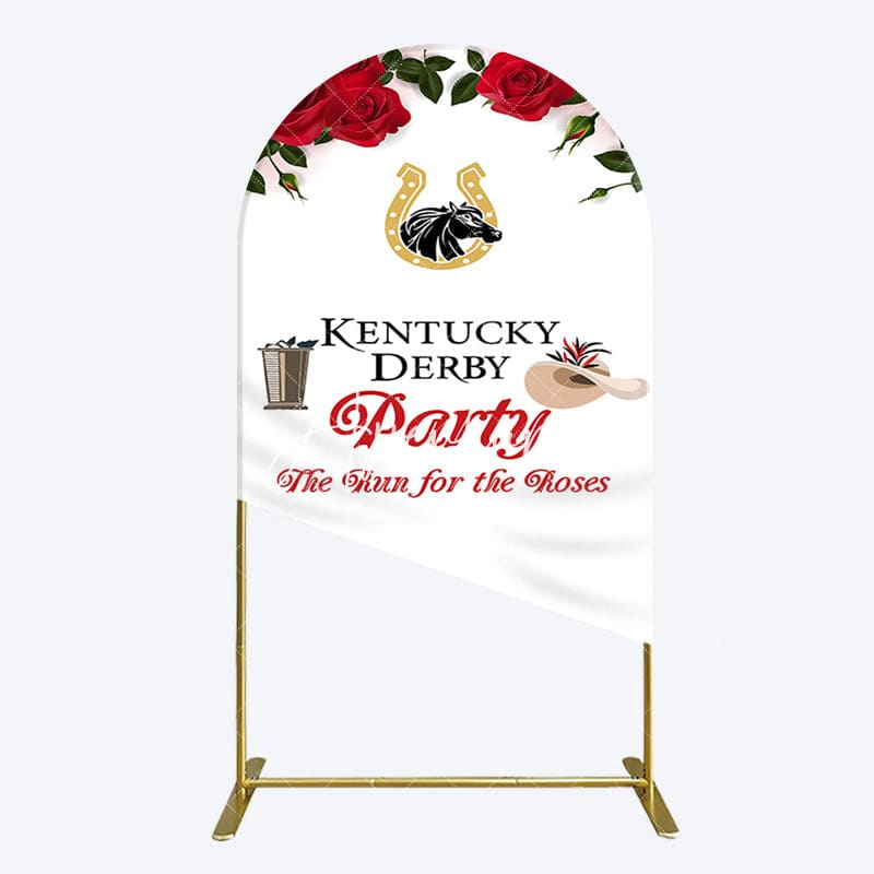 Aperturee - Aperturee Red Rose Horseshoe Kentucky Derby Party Arch Backdrop