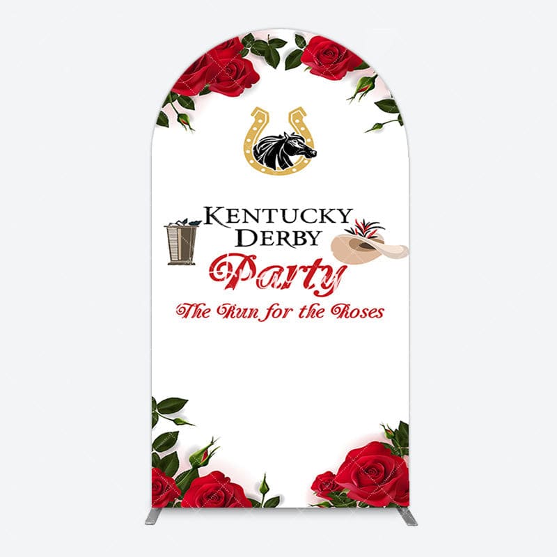 Aperturee - Aperturee Red Rose Horseshoe Kentucky Derby Party Arch Backdrop