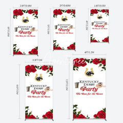 Aperturee - Aperturee Red Rose Horseshoe Kentucky Derby Party Rectangle Backdrop