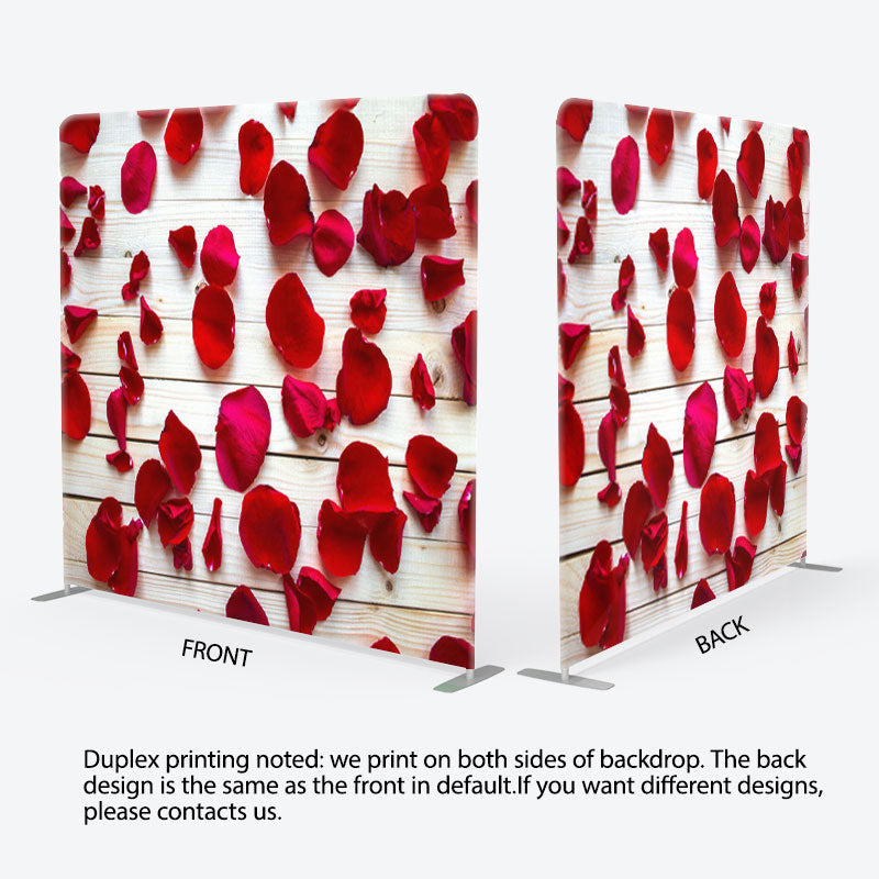 Aperturee - Aperturee Red Rose Petal White Wood Floor Backdrop For Decor