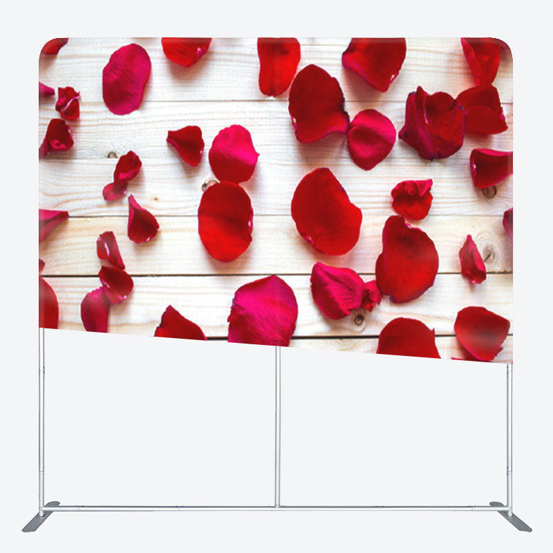 Aperturee - Aperturee Red Rose Petal White Wood Floor Backdrop For Decor