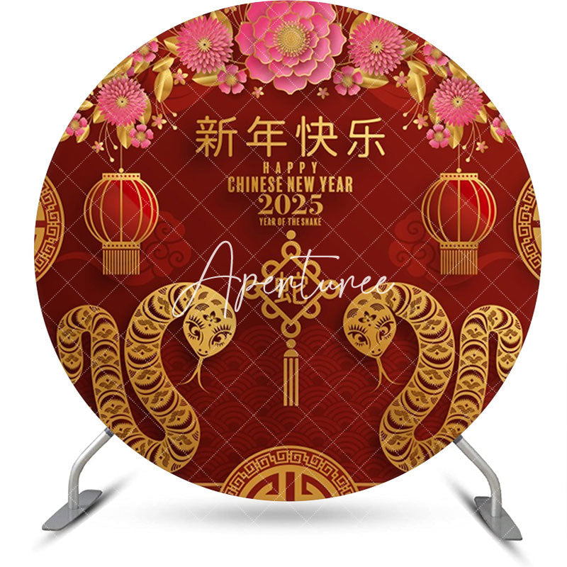 Aperturee - Aperturee Red Round Chinese New Year Of The Snake Backdrop