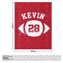 Aperturee - Aperturee Red Rugby Field Football Sports Custom Name Blanket