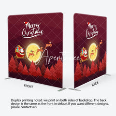 Aperturee - Aperturee Red Santa Moon Elks Sleigh Trees Pillow Cover Backdrop