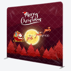 Aperturee - Aperturee Red Santa Moon Elks Sleigh Trees Pillow Cover Backdrop