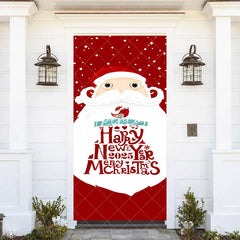 Aperturee - Aperturee Red Santa White Beard Christmas New Year Door Cover