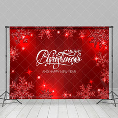 Aperturee - Aperturee Red Shining Snowflakes Christmas New Year Backdrop