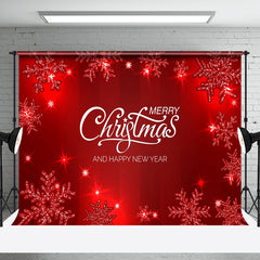 Aperturee - Aperturee Red Shining Snowflakes Christmas New Year Backdrop