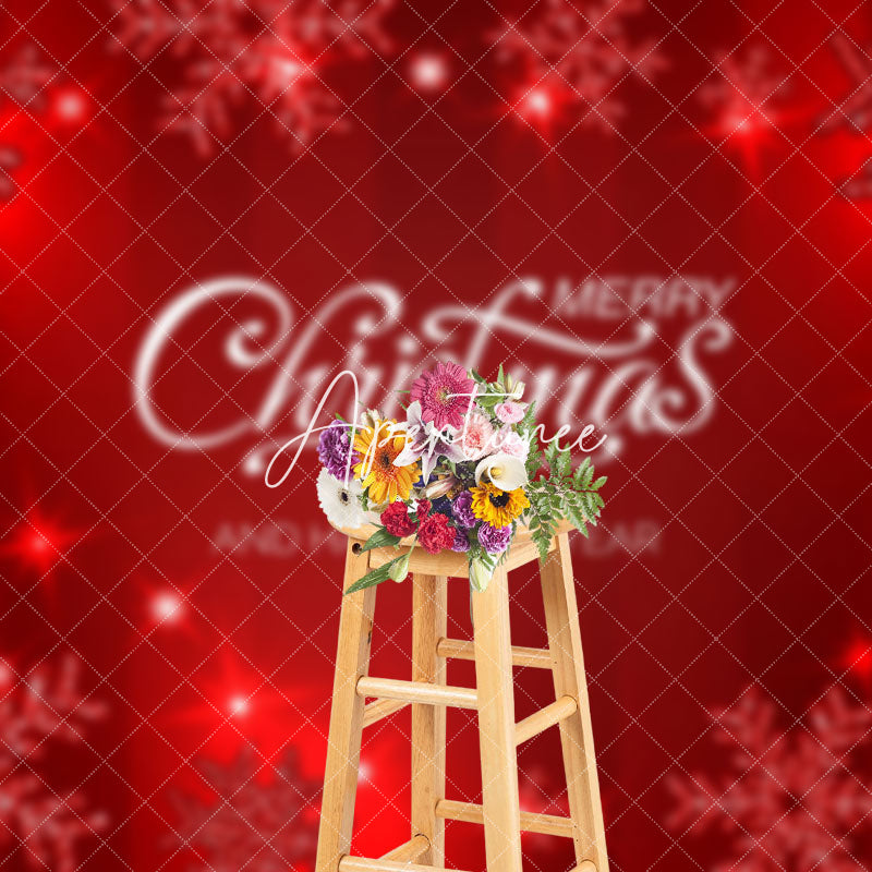 Aperturee - Aperturee Red Shining Snowflakes Christmas New Year Backdrop