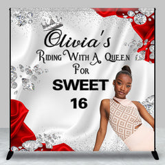 Aperturee - Aperturee Red Silver Diamonds Custom Photo Sweet 16 Backdrop