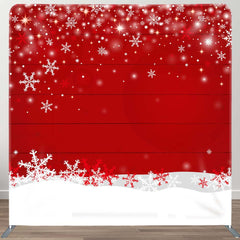 Aperturee - Aperturee Red Snowflake Wood Christmas Tension Fabric Backdrop