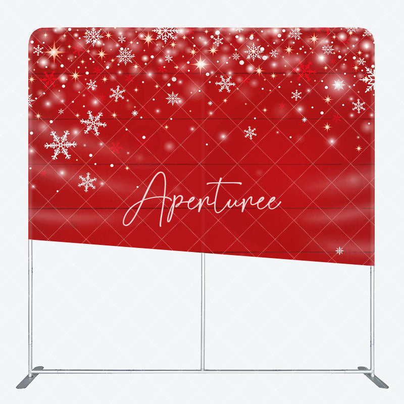 Aperturee - Aperturee Red Snowflake Wood Christmas Tension Fabric Backdrop