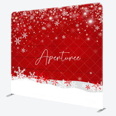 Aperturee - Aperturee Red Snowflake Wood Christmas Tension Fabric Backdrop