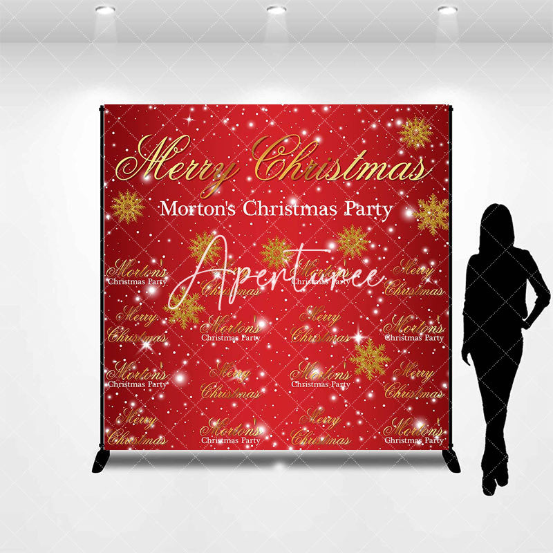 Aperturee - Aperturee Red Snowy Festive Custom Christmas Party Backdrop