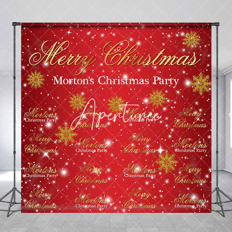 Aperturee - Aperturee Red Snowy Festive Custom Christmas Party Backdrop