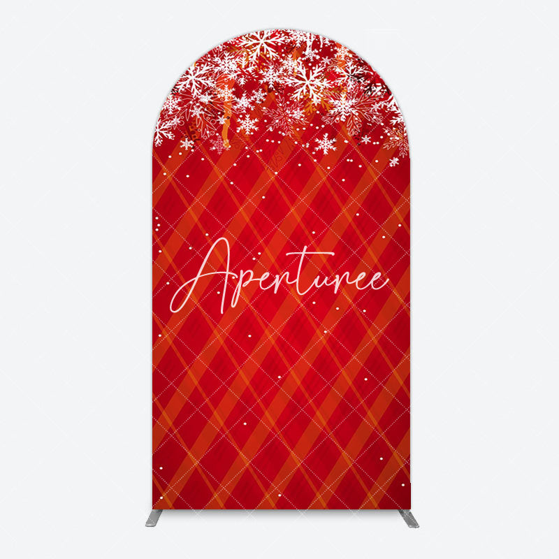 Aperturee - Aperturee Red Snwoflake Festive Christmas Vibe Arch Backdrop