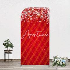 Aperturee - Aperturee Red Snwoflake Festive Christmas Vibe Arch Backdrop