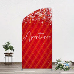 Aperturee - Aperturee Red Snwoflake Festive Christmas Vibe Arch Backdrop