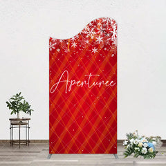 Aperturee - Aperturee Red Snwoflake Festive Christmas Vibe Arch Backdrop