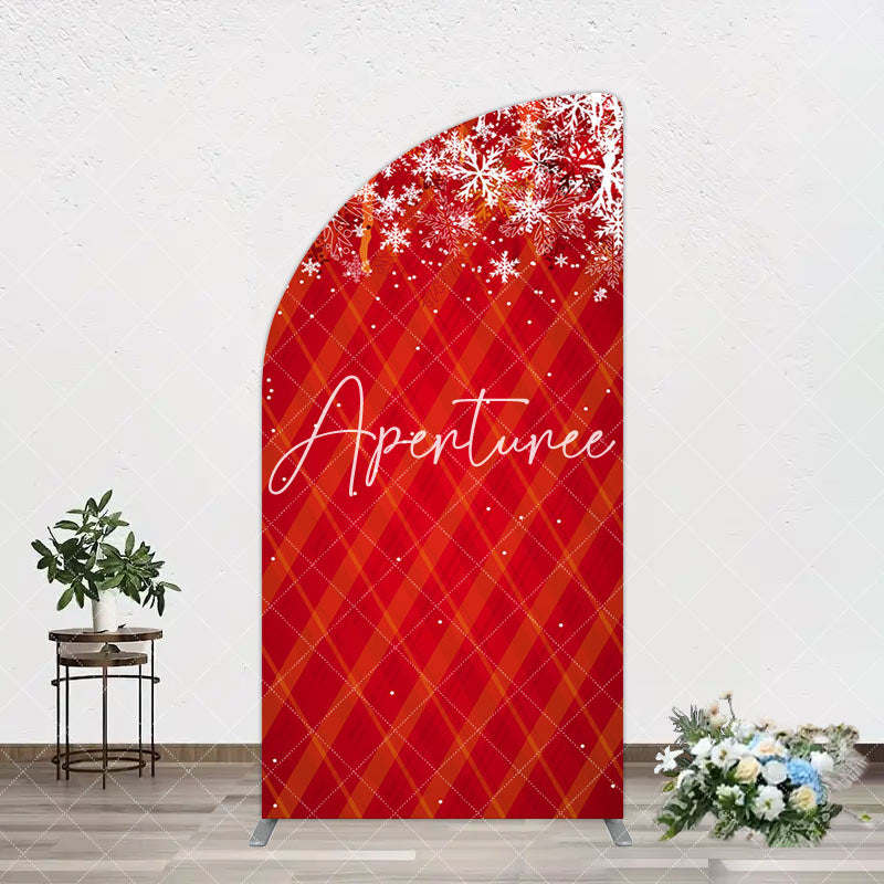 Aperturee - Aperturee Red Snwoflake Festive Christmas Vibe Arch Backdrop