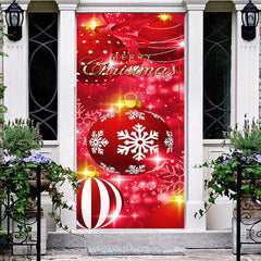 Aperturee - Aperturee Red Sparkle Christmas Bells Snowflake Door Cover