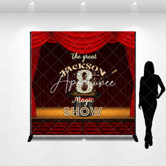 Aperturee - Aperturee Red Stage Magic Custom Name 8th Birthday Backdrop