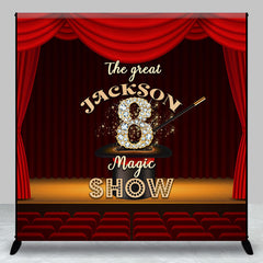 Aperturee - Aperturee Red Stage Magic Custom Name 8th Birthday Backdrop