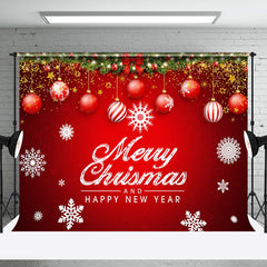 Aperturee - Aperturee Red Starry Merry Christmas Happy New Year Backdrop