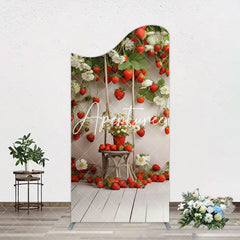 Aperturee - Aperturee Red Strawberry Vine White Floral Spring Arch Backdrop