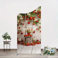 Aperturee - Aperturee Red Strawberry Vine White Floral Spring Arch Backdrop