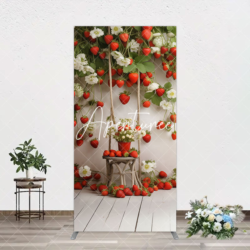 Aperturee - Aperturee Red Strawberry Vine White Floral Spring Arch Backdrop