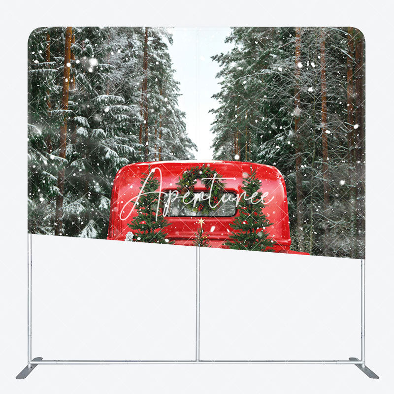 Aperturee - Aperturee Red Truck Presents Christmas Pillow Case Backdrop