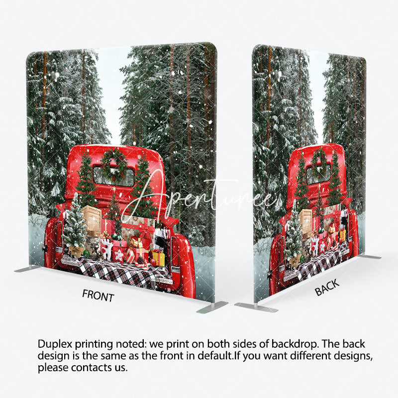 Aperturee - Aperturee Red Truck Presents Christmas Pillow Case Backdrop