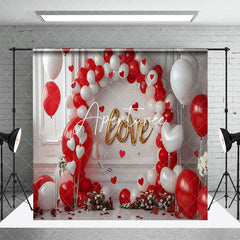 Aperturee - Aperturee Red White Balloons Valentines Day Room Set Backdrop