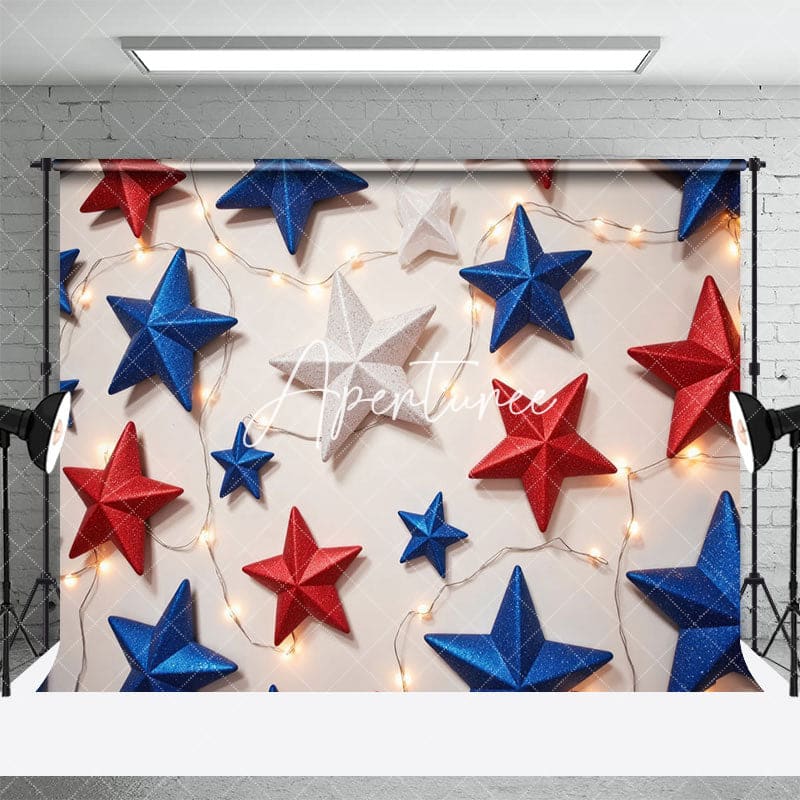 Aperturee - Aperturee Red White Blue Stars Light Independence Day Backdrop