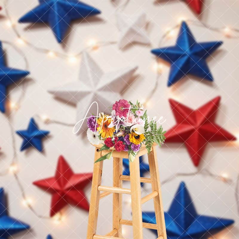 Aperturee - Aperturee Red White Blue Stars Light Independence Day Backdrop