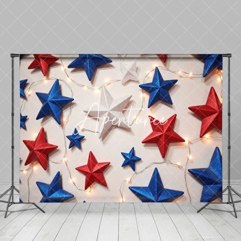 Aperturee - Aperturee Red White Blue Stars Light Independence Day Backdrop