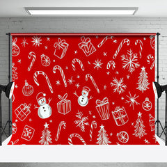 Aperturee - Aperturee Red White Cute Candy Cane Winter Christmas Backdrop