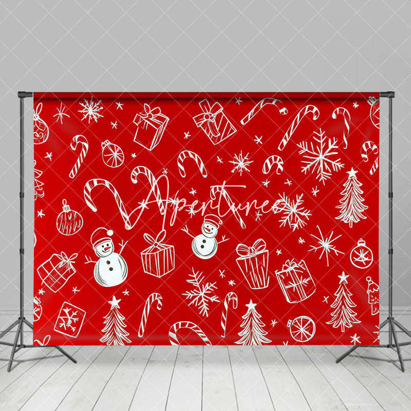 Aperturee - Aperturee Red White Cute Candy Cane Winter Christmas Backdrop