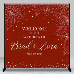 Aperturee - Aperturee Red White Floral Custom Name Bridal Shower Backdrop