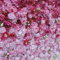 Aperturee - Aperturee Red White Gradient Rose Faux Flower Wall Wedding Decor