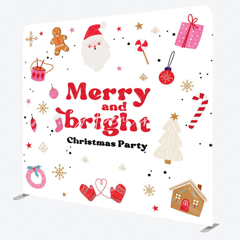 Aperturee - Aperturee Red White Merry Bright Xmas Tension Fabric Backdrop