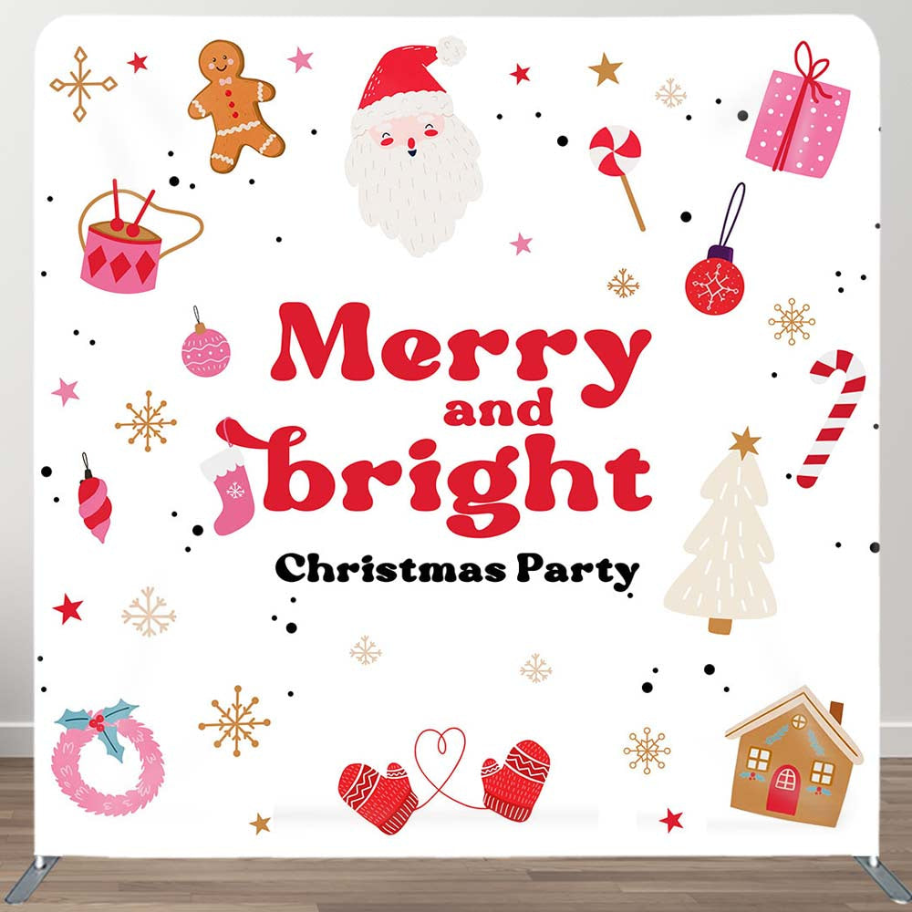 Aperturee - Aperturee Red White Merry Bright Xmas Tension Fabric Backdrop