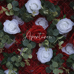 Aperturee - Aperturee Red White Rose Leaves Faux Flowel Wall Wedding Decor