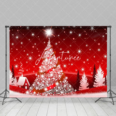 Aperturee - Aperturee Red White Snow Christmas Tree Xmas Party Backdrop