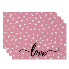 Aperturee - Aperturee Red White Valentines Hearts Pink Set Of 4 Placemats